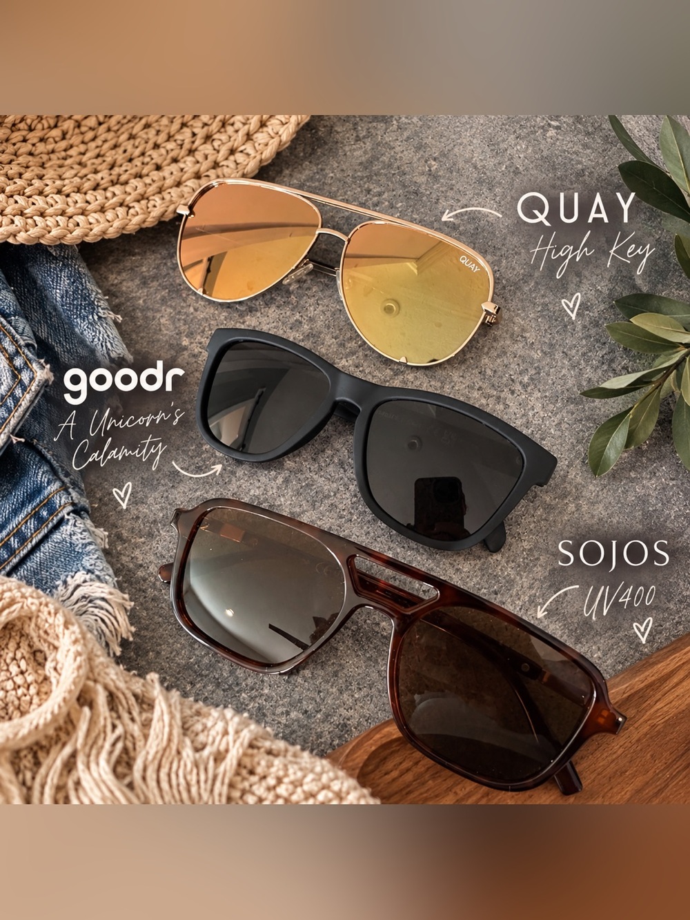QUAY High Key goodr SOJOS Sunglasses Bundle 3 Pairs| Vacation Baseball Mom